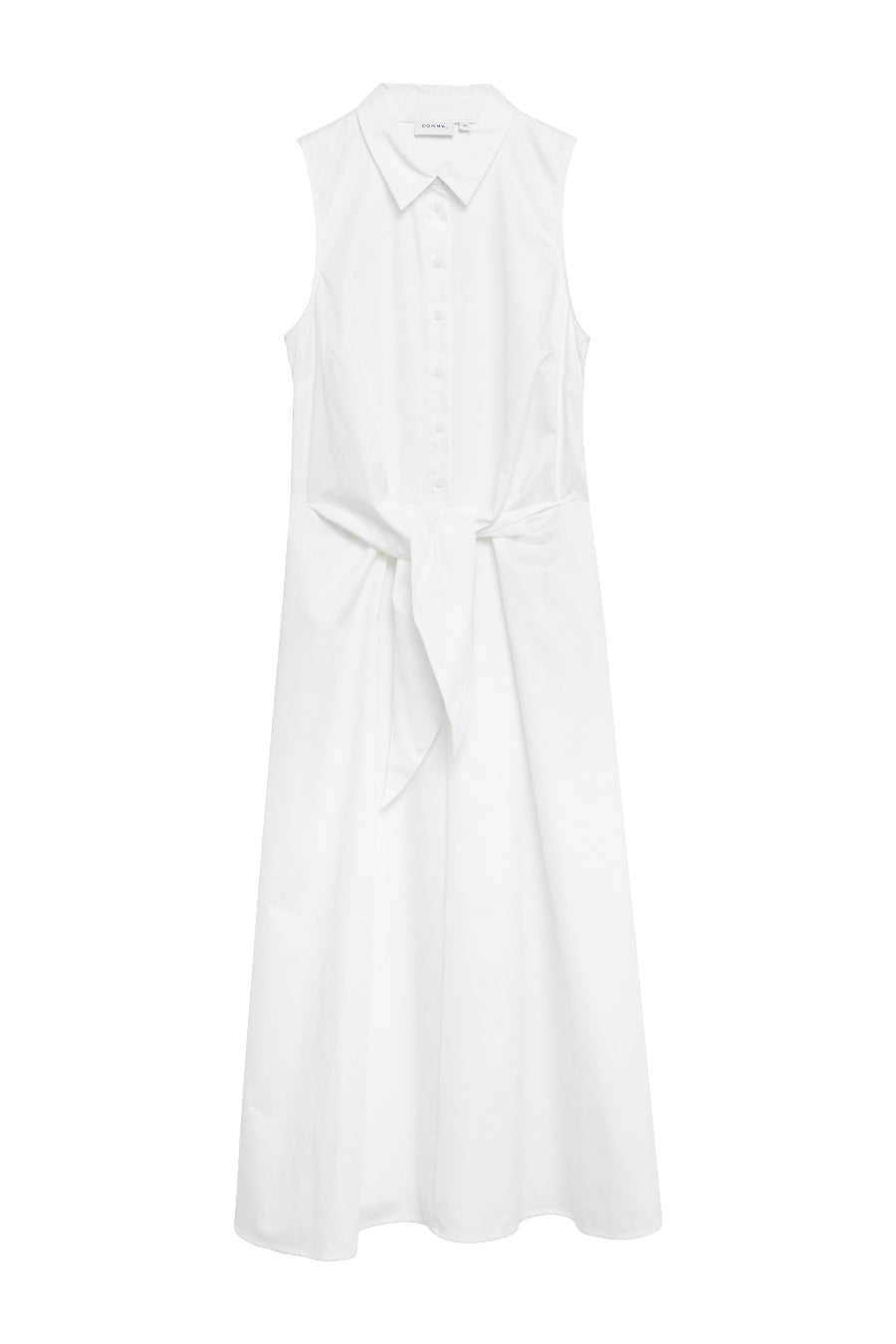 Comma Kleid geknotet weiß, unifarben, ärmellos, Kragen