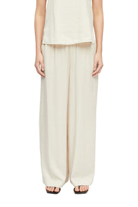 Comma Hose beige, unifarben, Gummibund, weit, weites Bein