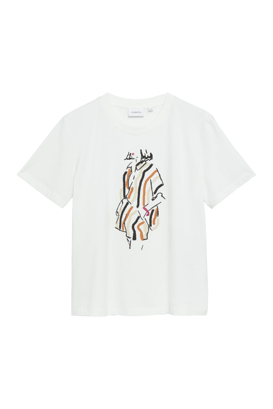 Comma T-Shirt mit Print weiß