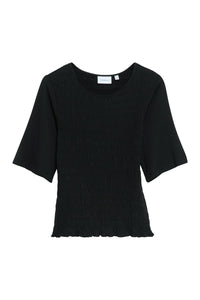 Comma T-Shirt gesmokt schwarz