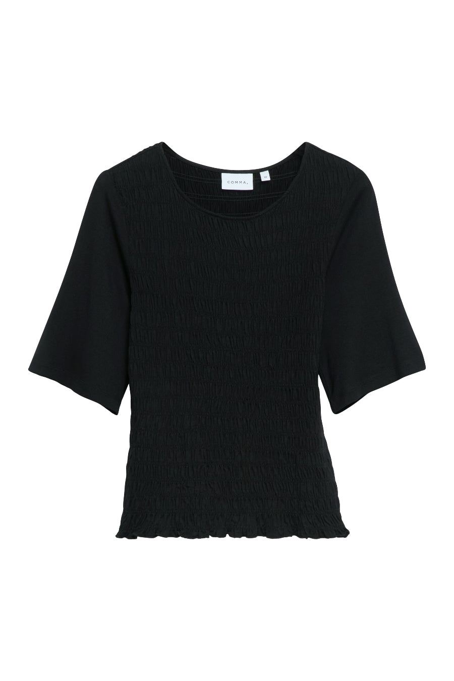 Comma T-Shirt gesmokt schwarz