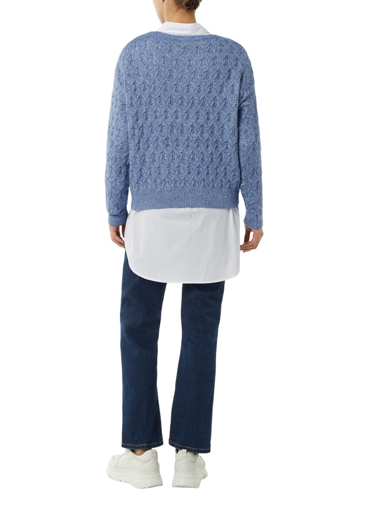 Comma Wollpullover blue melange