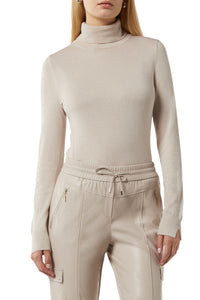 Comma Rollkragenpullover, beige, Viskosemix, weich, Lochmuster