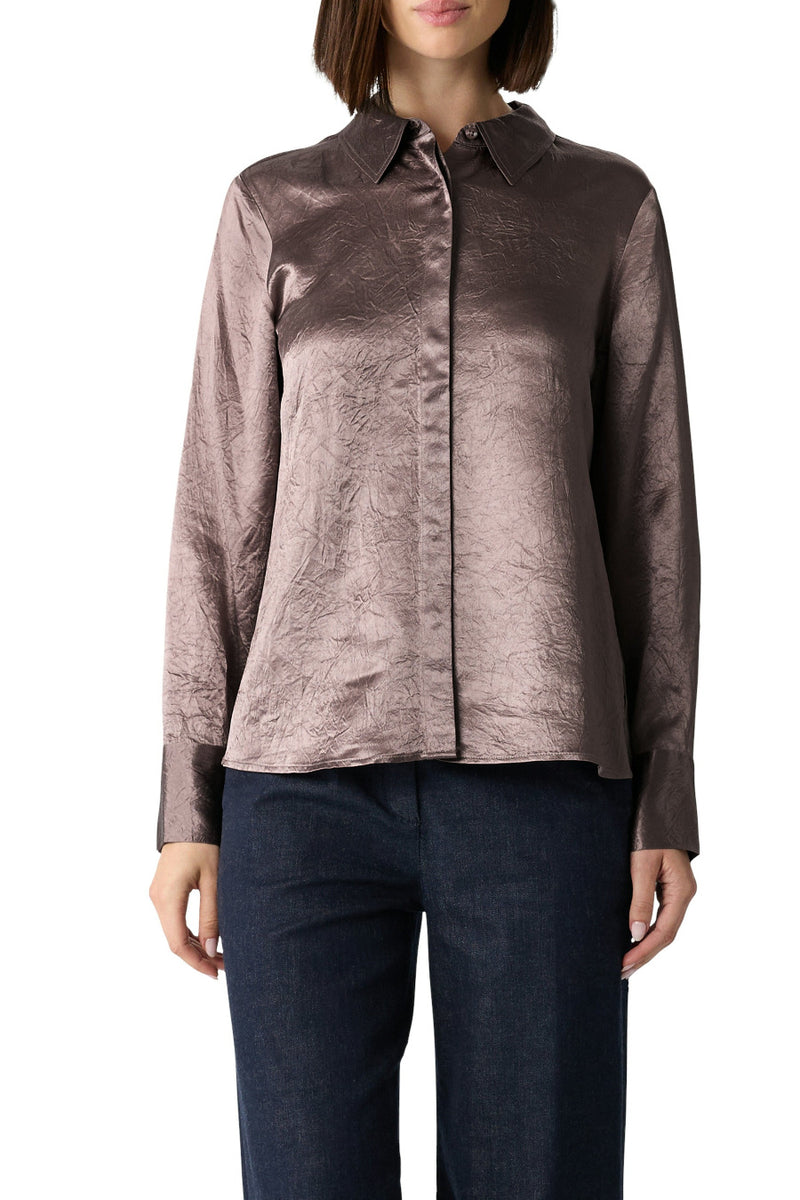 Comma Bluse twilight mauve, glänzend, tailliert, Hemdbluse