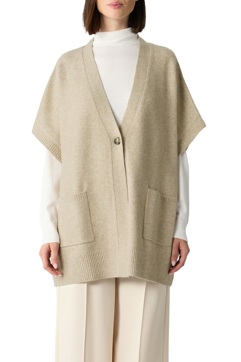 Comma Indoor-Poncho light taupe mélange, Weste, oversized, beige