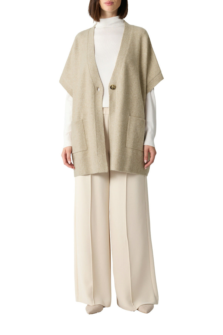 Comma Indoor-Poncho light taupe mélange