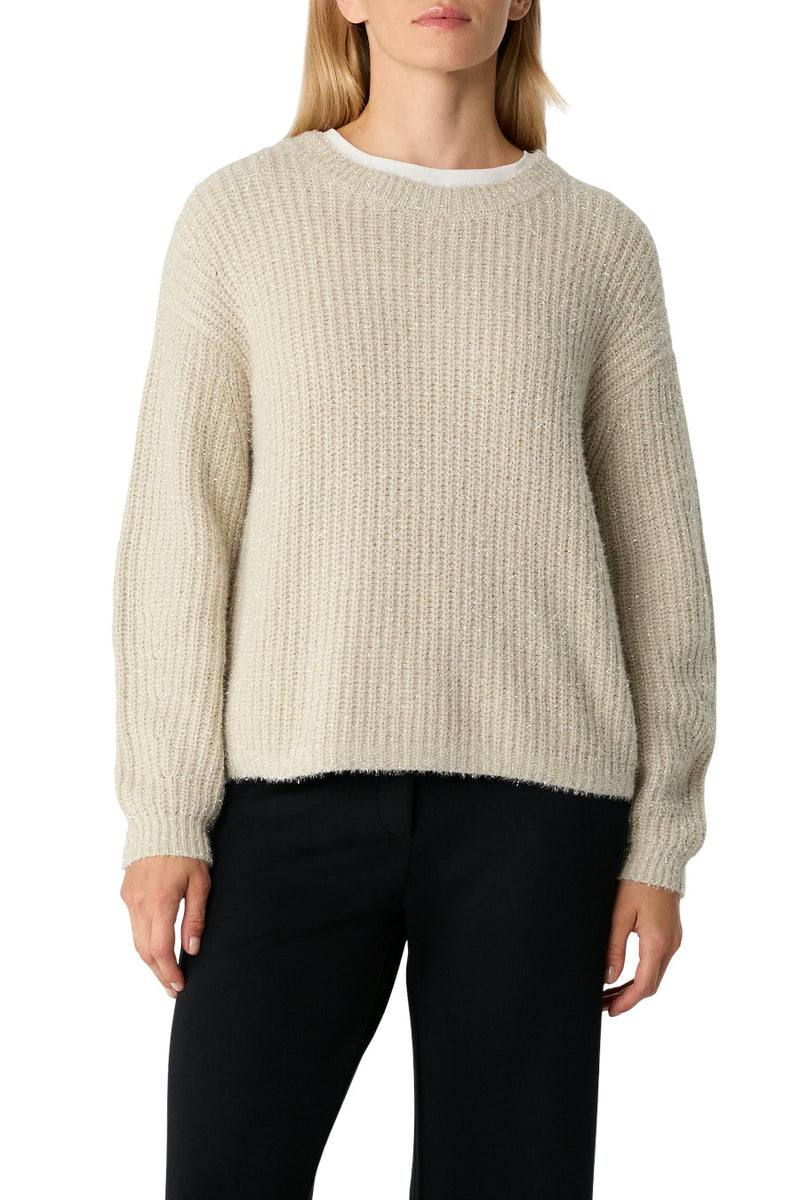 Comma Strickpullover beige, Strickpullover, Gltzer, metallisches Garn, silberner Faden