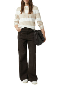 Comma Hoodie gestreift beige/off white