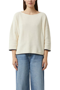 Comma Boxy Strickpullover offwhite