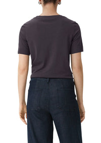 Comma Shirt, kurzärmlig, Rundhalsausschnitt, blau