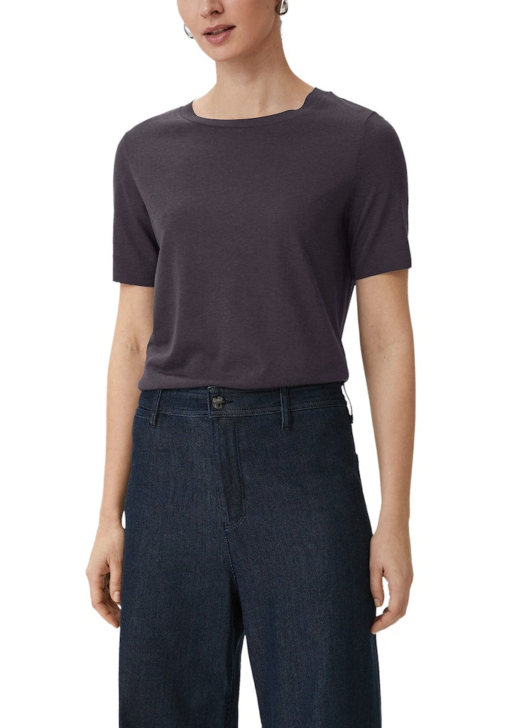 Comma T-Shirt, Basicshirt, dunkelblau, kurzarm, 1/2 Arm