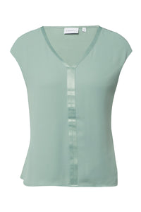 Comma T-Shirt iceberg, mint, mintgrün, angeschnittener Ärmel, V-Ausschnitt