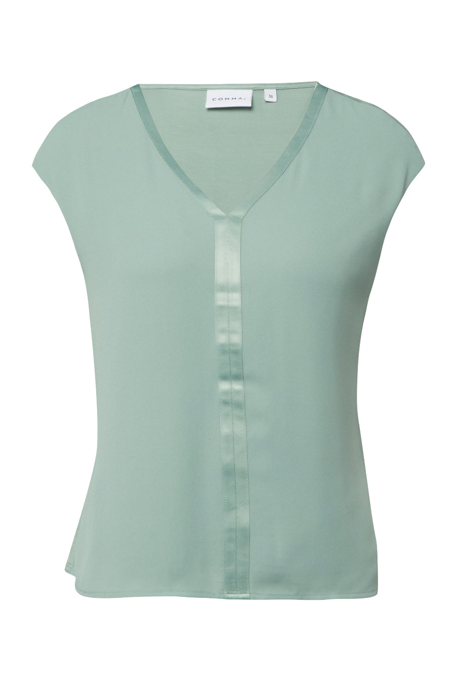Comma T-Shirt iceberg, mint, mintgrün, angeschnittener Ärmel, V-Ausschnitt