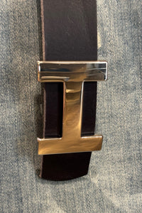 Luca Kayz Gürtel, blau, Schnalle silber, glänzend