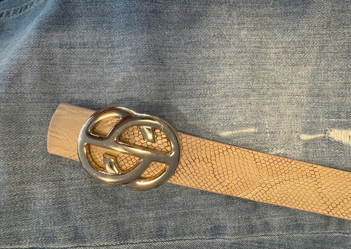 Luca Kayz Gürtel, beige, strukturiert, gold
