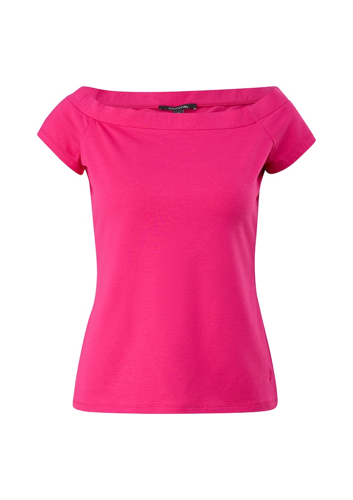 Comma T-Shirt off-shoulder pink