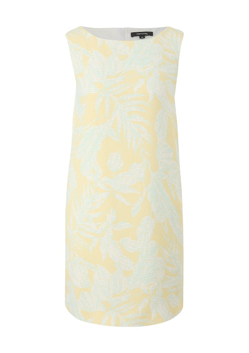 Comma kurzes Kleid, ärmellos, gemustert, gelb/weiß